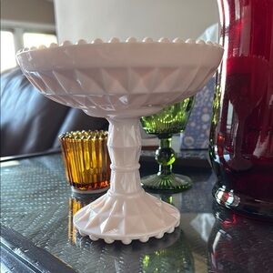 1950s Jeannette pink milk glass